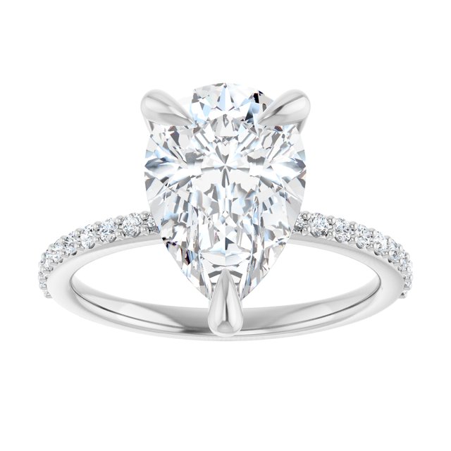14K White 12x8 mm Pear Engagement Ring Mounting variant--Pear variant--3CT variant--14K-white-gold