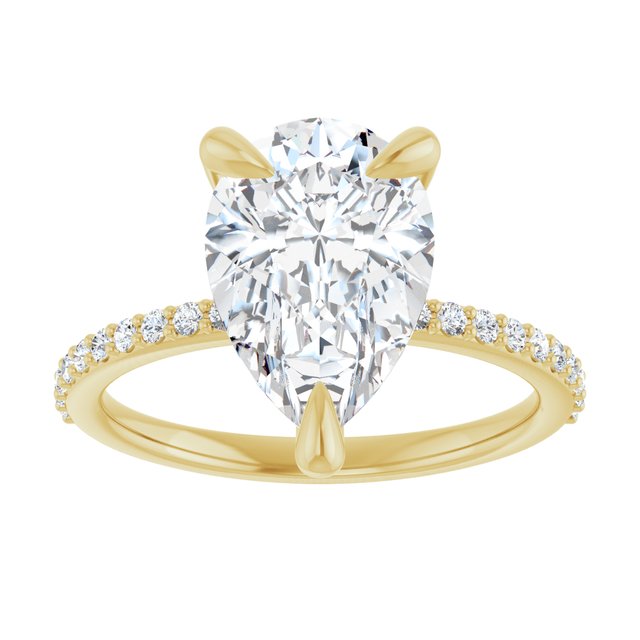 14K Yellow 12x8 mm Pear Engagement Ring Mounting variant--Pear variant--3CT variant--14K-yellow-gold
