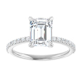14K White 8x6 mm Emerald Engagement Ring Mounting variant--Emerald variant--2CT variant--14K-white-gold