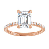 14K Rose 8x6 mm Emerald Engagement Ring Mounting variant--Emerald variant--2CT variant--14K-rose-gold