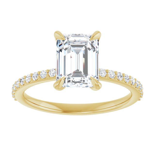 14K Yellow 8x6 mm Emerald Engagement Ring Mounting variant--Emerald variant--2CT variant--14K-yellow-gold