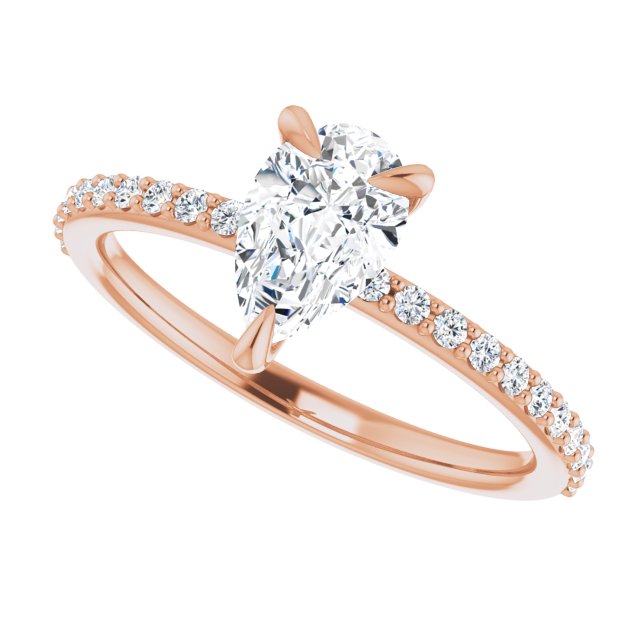 Diamond accented claw-prong engagement ring setting in 14K yellow gold variant--Pear variant--1CT variant--14K-rose-gold