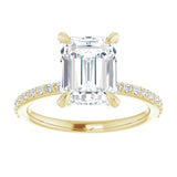 14K Yellow 9x7 mm Emerald Engagement Ring Mounting variant--Emerald variant--3CT variant--14K-yellow-gold