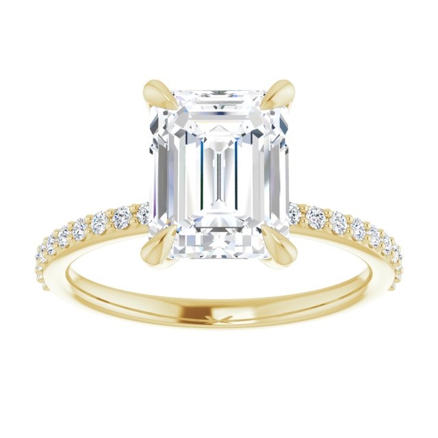14K Yellow 9x7 mm Emerald Engagement Ring Mounting variant--Emerald variant--3CT variant--14K-yellow-gold