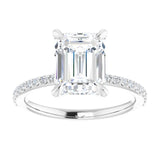 14K White 9x7 mm Emerald Engagement Ring Mounting variant--Emerald variant--3CT variant--14K-white-gold
