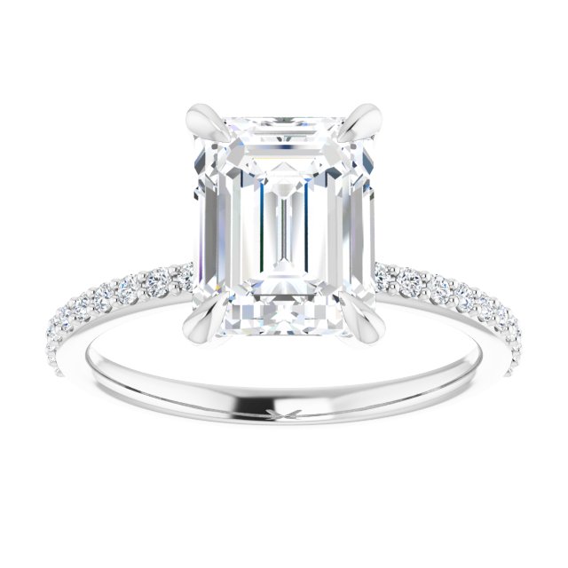 14K White 9x7 mm Emerald Engagement Ring Mounting variant--Emerald variant--3CT variant--14K-white-gold