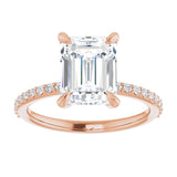 14K Rose 9x7 mm Emerald Engagement Ring Mounting variant--Emerald variant--3CT variant--14K-rose-gold