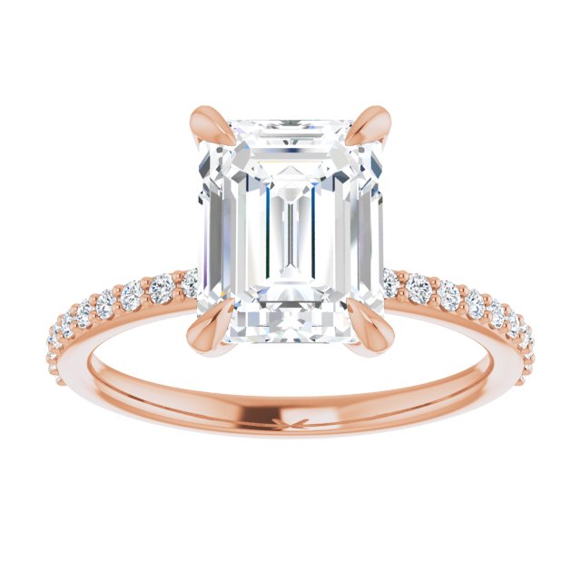 14K Rose 9x7 mm Emerald Engagement Ring Mounting variant--Emerald variant--3CT variant--14K-rose-gold