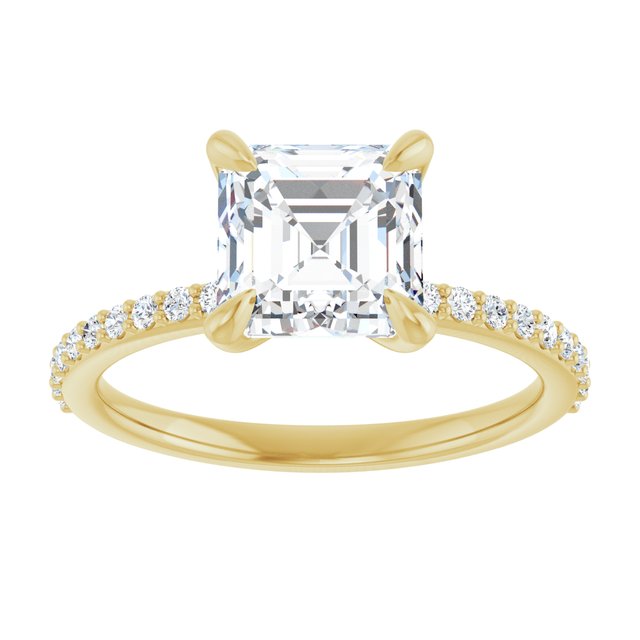 14K Yellow 7 mm Asscher Engagement Ring Mounting variant--Asscher variant--2CT variant--14K-yellow-gold