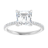 14K White 7 mm Asscher Engagement Ring Mounting variant--Asscher variant--2CT variant--14K-white-gold