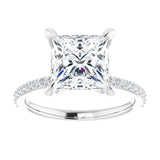 14K White 8 mm Square Engagement Ring Mounting variant--Square variant--3CT variant--14K-white-gold