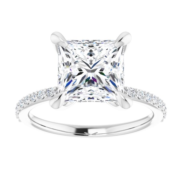 14K White 8 mm Square Engagement Ring Mounting variant--Square variant--3CT variant--14K-white-gold
