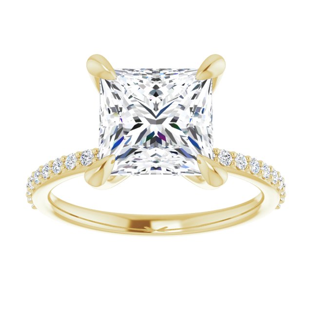 14K Yellow 8 mm Square Engagement Ring Mounting variant--Square variant--3CT variant--14K-yellow-gold