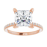 14K Rose 8 mm Square Engagement Ring Mounting variant--Square variant--3CT variant--14K-rose-gold