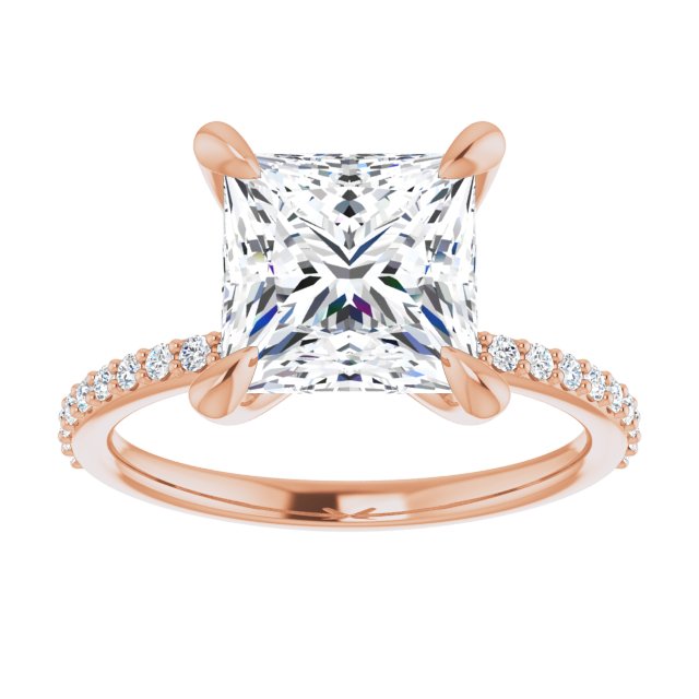 14K Rose 8 mm Square Engagement Ring Mounting variant--Square variant--3CT variant--14K-rose-gold