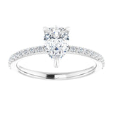14K White 8x5 mm Pear Engagement Ring Mounting variant--Pear variant--1CT variant--14K-white-gold