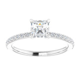 14K White 5 mm Asscher Engagement Ring Mounting variant--Asscher variant--1CT variant--14K-white-gold