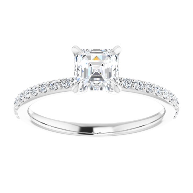 14K White 5 mm Asscher Engagement Ring Mounting variant--Asscher variant--1CT variant--14K-white-gold