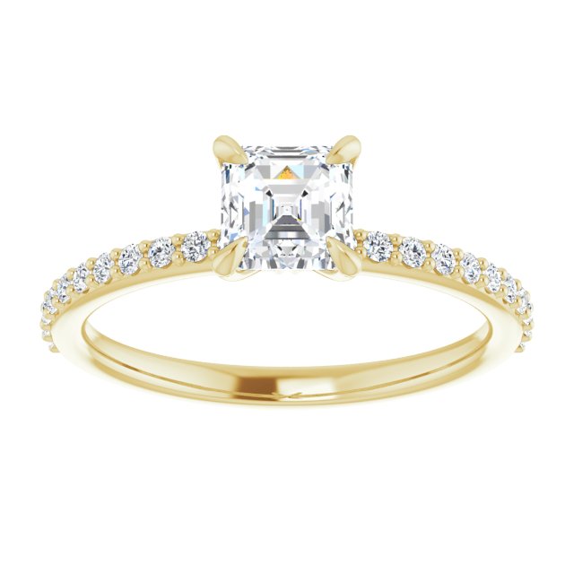14K Yellow 5 mm Asscher Engagement Ring Mounting variant--Asscher variant--1CT variant--14K-yellow-gold