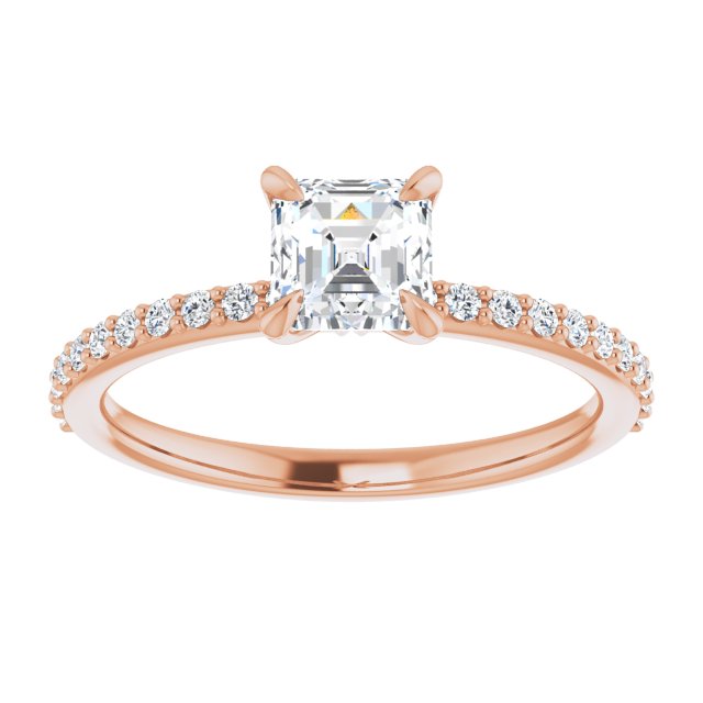 14K Rose 5 mm Asscher Engagement Ring Mounting variant--Asscher variant--1CT variant--14K-rose-gold