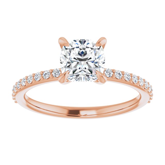 14K Rose 6 mm Cushion Engagement Ring Mounting variant--Cushion variant--1CT variant--14K-rose-gold