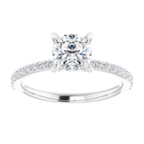 14K White 6 mm Cushion Engagement Ring Mounting variant--Cushion variant--1CT variant--14K-white-gold