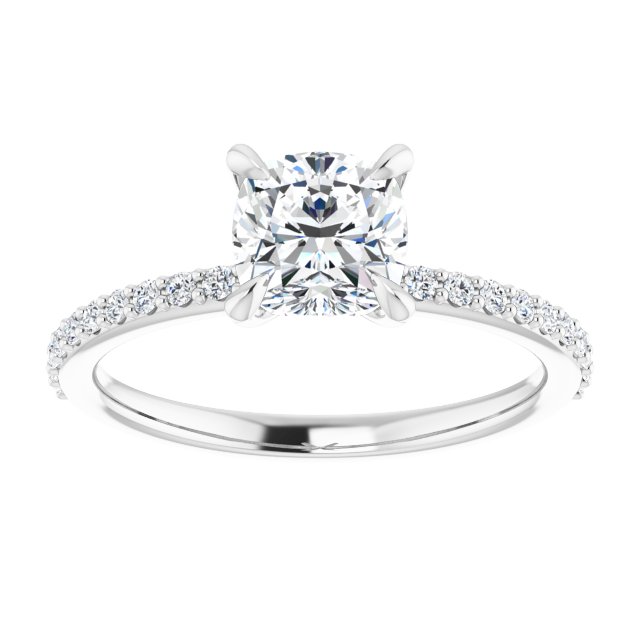 14K White 6 mm Cushion Engagement Ring Mounting variant--Cushion variant--1CT variant--14K-white-gold
