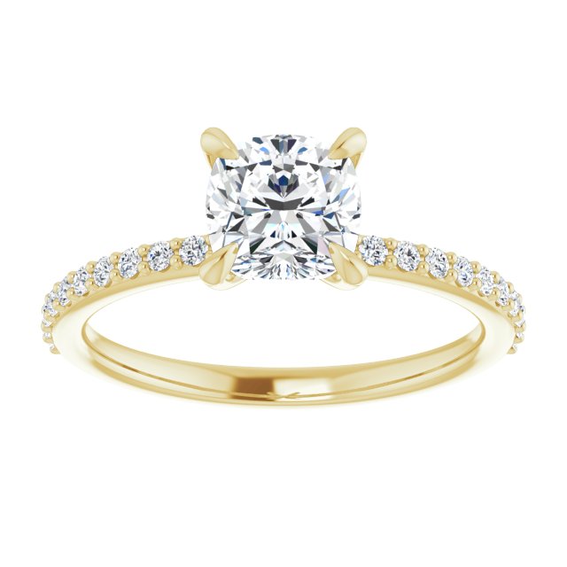 14K Yellow 6 mm Cushion Engagement Ring Mounting variant--Cushion variant--1CT variant--14K-yellow-gold