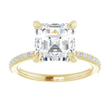 14K Yellow 8 mm Asscher Engagement Ring Mounting variant--Asscher variant--3CT variant--14K-yellow-gold