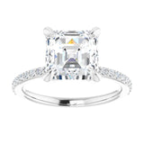 14K White 8 mm Asscher Engagement Ring Mounting variant--Asscher variant--3CT variant--14K-white-gold
