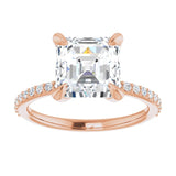 14K Rose 8 mm Asscher Engagement Ring Mounting variant--Asscher variant--3CT variant--14K-rose-gold