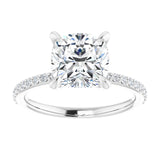 14K White 8 mm Cushion Engagement Ring Mounting variant--Cushion variant--2CT variant--14K-white-gold