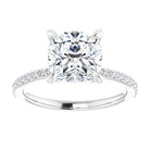 14K White  8 mm Cushion Engagement Ring Mounting