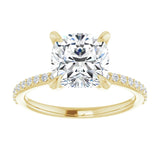 14K Yellow 8 mm Cushion Engagement Ring Mounting variant--Cushion variant--3CT variant--14K-yellow-gold