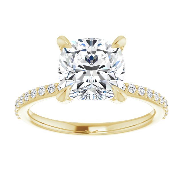 14K Yellow 8 mm Cushion Engagement Ring Mounting variant--Cushion variant--3CT variant--14K-yellow-gold