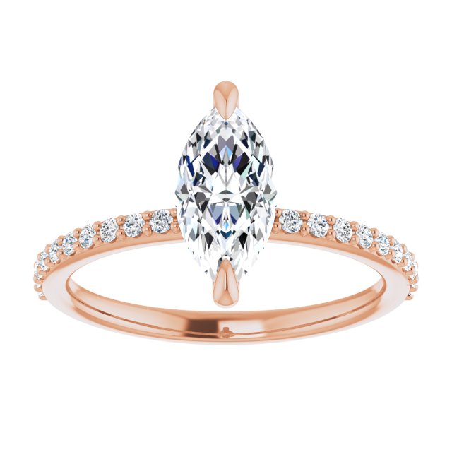 14K Rose 10x5 mm Marquise Engagement Ring Mounting variant--Marquise variant--1CT variant--14K-rose-gold