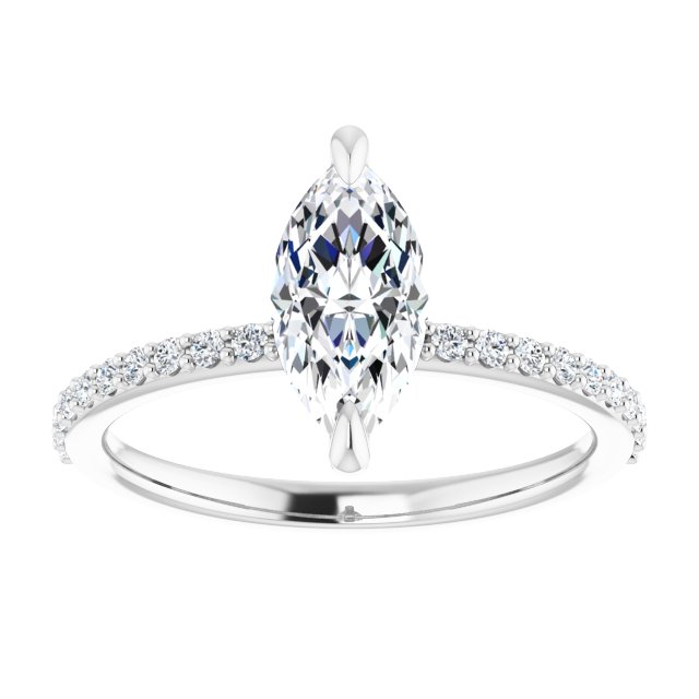 14K White 10x5 mm Marquise Engagement Ring Mounting variant--Marquise variant--1CT variant--14K-white-gold