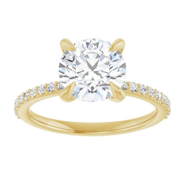14K Yellow 8 mm Round Engagement Ring Mounting variant--Round variant--2CT variant--14K-yellow-gold