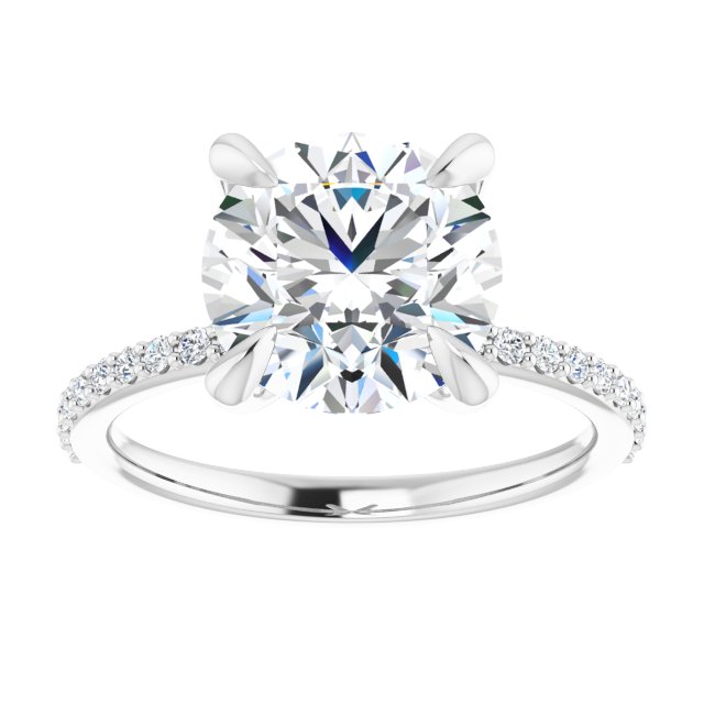 14K White 9.4 mm Round Engagement Ring Mounting variant--Round variant--3CT variant--14K-white-gold
