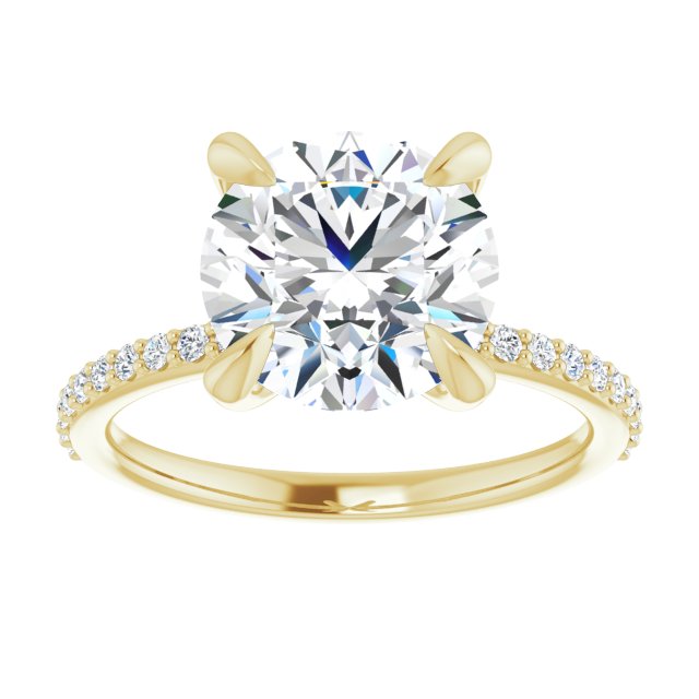 14K Yellow 9.4 mm Round Engagement Ring Mounting variant--Round variant--3CT variant--14K-yellow-gold