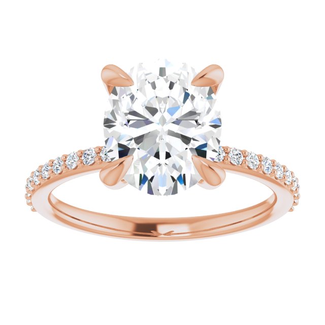 14K Rose 10x8 mm Oval Engagement Ring Mounting variant--Oval variant--3CT variant--14K-rose-gold