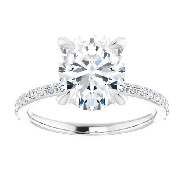 14K White 10x8 mm Oval Engagement Ring Mounting variant--Oval variant--3CT variant--14K-white-gold