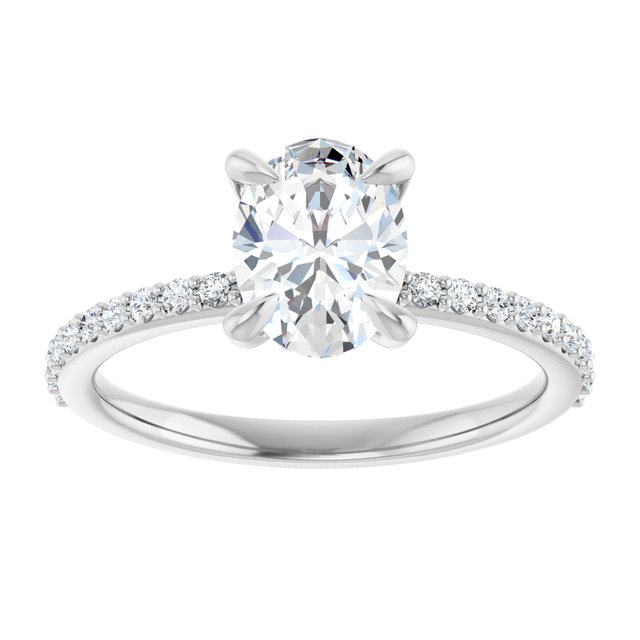 14K White 8x6 mm Oval Engagement Ring Mounting variant--Oval variant--1CT variant--14K-white-gold