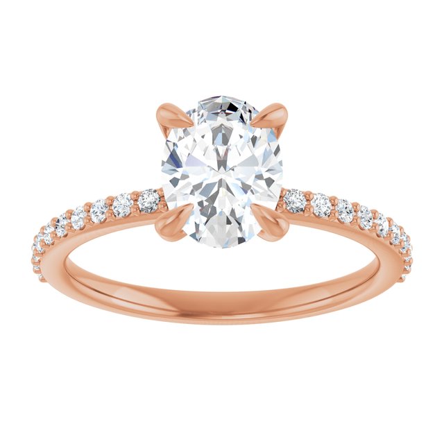 14K Rose 8x6 mm Oval Engagement Ring Mounting variant--Oval variant--1CT variant--14K-rose-gold