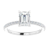 14K White 7x5 mm Emerald Engagement Ring Mounting variant--Emerald variant--1CT variant--14K-white-gold