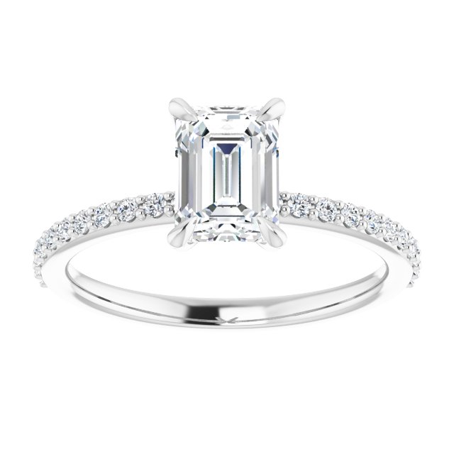 14K White 7x5 mm Emerald Engagement Ring Mounting variant--Emerald variant--1CT variant--14K-white-gold