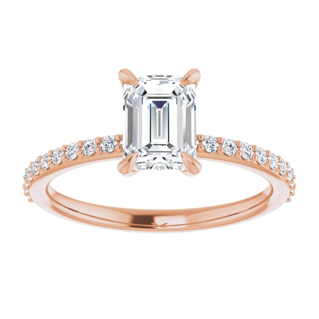 14K Rose 7x5 mm Emerald Engagement Ring Mounting variant--Emerald variant--1CT variant--14K-rose-gold