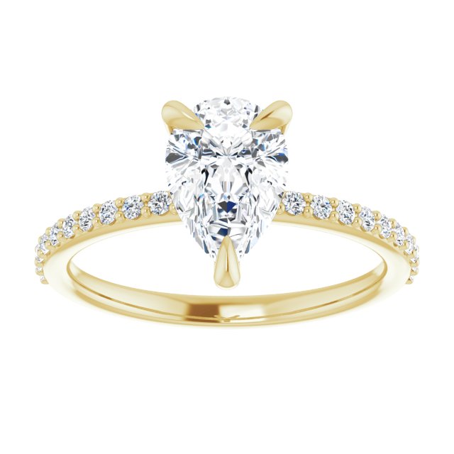 14K Yellow 9x6 mm Pear Engagement Ring Mounting variant--Pear variant--2CT variant--14K-yellow-gold