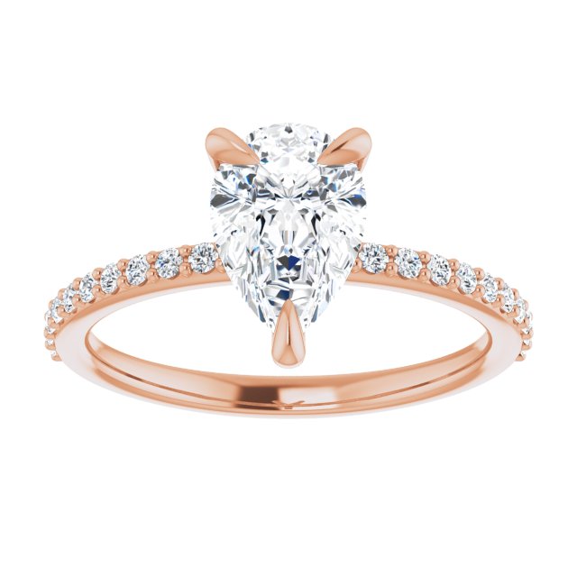 14K Rose 9x6 mm Pear Engagement Ring Mounting variant--Pear variant--2CT variant--14K-rose-gold