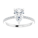 14K White 9x6 mm Pear Engagement Ring Mounting variant--Pear variant--2CT variant--14K-white-gold